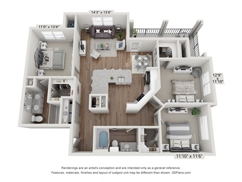 a 3 bedroom floor plan is shown in this image